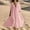 Pink, variant on Womens Summer Cotton Linen Blend Flowy Maxi Dress Short Sleeve V Neck Empire Waist Boho Tiered Ruffle Casual Loose Long Dresses for Beach & Vacation