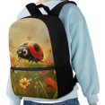 thumbnail image 4 of Uourmeti Polyester School Backpack Travel Daypack with Ladybug Wildflower - Large Capacity for Student Daily Use and Short Trips, 4 of 6
