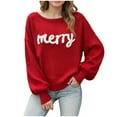 thumbnail image 1 of WUANDIXFA Chandails pour Femmes Chandails Décontractés pour Femmes Noël Automne Hiver Manches Longues Col Rond Haut Festif Chandails à Enfiler pour Femmes Rouge,G, 1 of 6