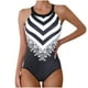 thumbnail image 1 of Traje de baño de una pieza para mujer, conjunto de bikini para mujer, traje de baño de poliéster con tirantes estampados y escote en V de cintura alta., 1 of 4