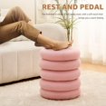 thumbnail image 6 of Wimarsbon Round Storage Ottoman, Modern Sherpa Footstool, Teddy Vanity Stool with Flip-Top Tray, Makeup Chair for Home Decor, Upholstered Footrest for Living Room & Bedroom (Pink S), 6 of 14