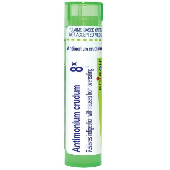 Boiron Antimonium Crudum 8X, Homeopathic Medicine for Indigestion With Nausea From Overeating, 80 Pellets