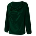thumbnail image 6 of Women's Gold Velvet V-Neck Long Sleeve T-Shirt Fashion Casual Loose Fit Top for Autumn Winter Comfort Wear Green XL, 6 of 9