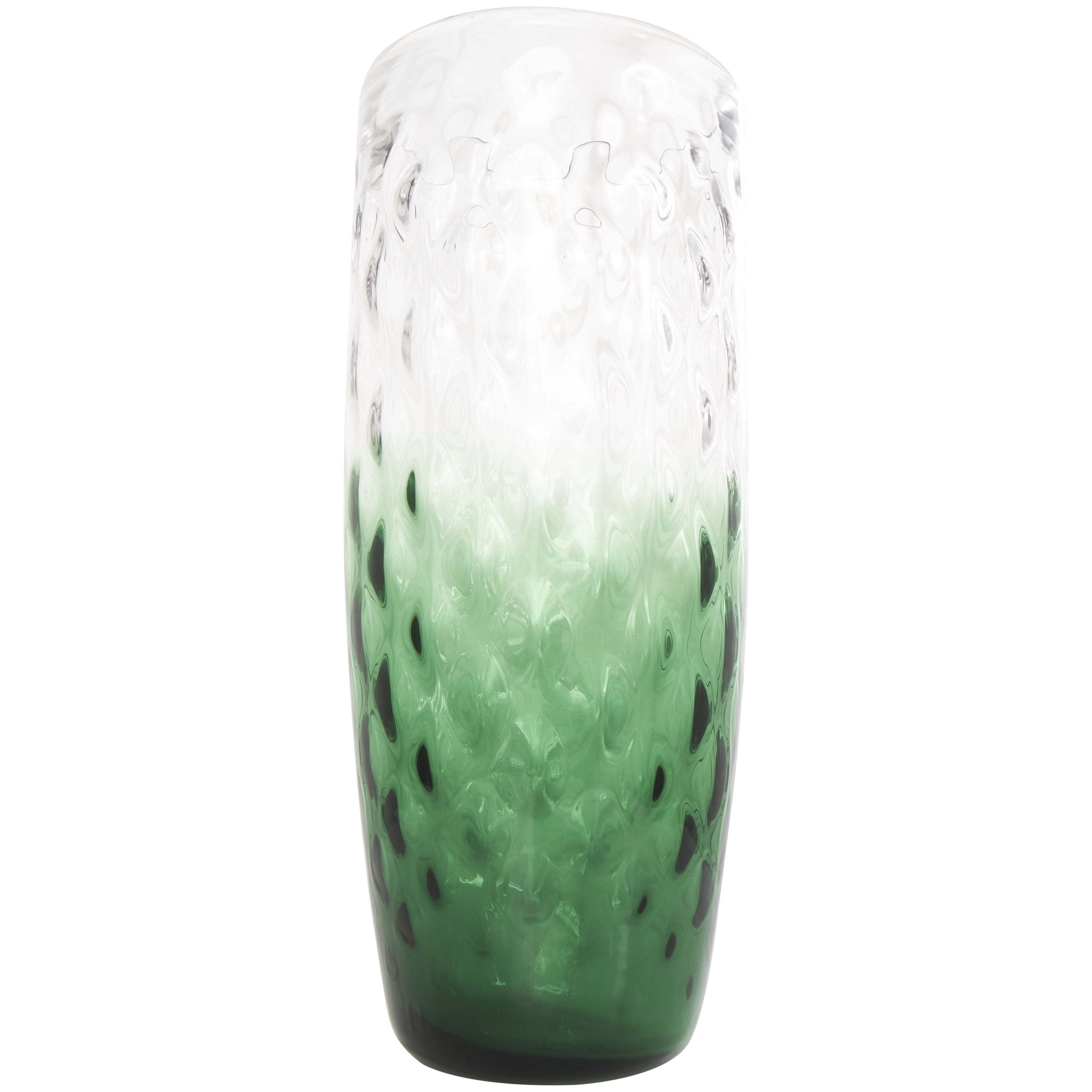 DecMode 20" Handmade Ombre Green Glass Vase