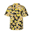 thumbnail image 3 of Yellow Small Flowers Hawaiian Shirts For Men, Summer Short-Sleeve Relaxed-Fit Button-Down Shirts Medium, 3 of 9
