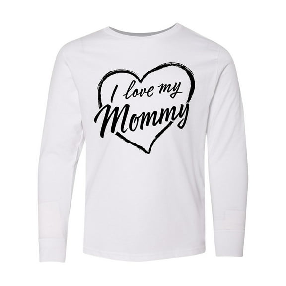 Inktastic I Love My Mommy in Black Chalk Heart Long Sleeve Youth T-Shirt