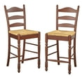 thumbnail image 2 of TMS Farmhouse Ladder Style Mid-Back Wood Counter Stools, Set of 2, 24" Seat Height, Walnut/Natural, 2 of 5