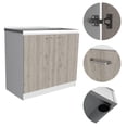 thumbnail image 3 of Depot E-Shop Salento Freestanding Sink With Double Door Cabinet, 2 Shelves, White/Light Gray, 3 of 5