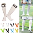thumbnail image 3 of Chaussettes de Football Professionnelles Fines d'Été à Tube Haut, Bas en Serviette, Chaussettes Rayées Blanches et Bleues, 3 of 9