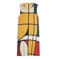 thumbnail image 3 of Mondrian Inspired（11） Spring Summer Dresses for Women Fashion T-shirt Dress Casual Sleeveless Loose Sundress with Pockets, 3 of 5