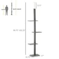 thumbnail image 3 of PawHut 100" Floor To Ceiling Cat Tree with 3 Perches, Grey, 3 of 10