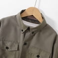thumbnail image 6 of Yiyuu Toddler Boys Cotton Cargo Shirt Solid Long Sleeve Button Down Shirt, Sizes 4-12, 6 of 8