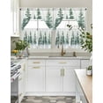 thumbnail image 5 of Green Ombre Forest Kitchen Curtains Swag Valance and Tier Curtains Set 24 Inch Length, Watercolor Trees Sage Green Rod Pocket Drape Panels Pair Swag Curtain for Bathroom/Cafe/Window, 5 of 6