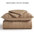 thumbnail image 5 of EVERGRACE Pearl Velvet Quilt King Size Bedding Sets, Luxurious Soft Velvet Comforter Set, Lightweight Box Stitching Oversized Bedspread Coverlet for All Season, with 2 Shams, Camel, 5 of 8