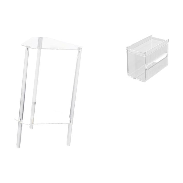 Mesita De Noche Minimalista De Acrílico Transparente Con Mesita De Noche Moderna Y Caja De Almacenamiento De Papel Higiénico De Pared Para Sala De Estar, Dormitorio, Oficina En Casa.