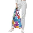 thumbnail image 4 of Shopping Bag 17.5×4.5×15in Crack Resistant Waterproof Super Large Capacity Reusable Extended Handle Can Be Carried Or One Shoulder Aliceblue Colorful Houndstooth Hand-Drawn Sketch_1, 4 of 8