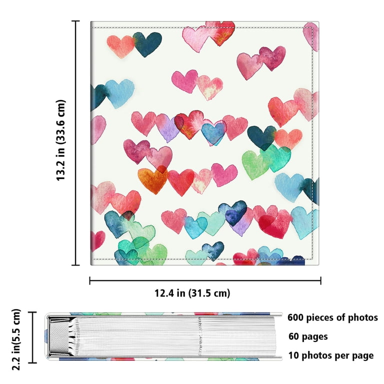 Fintie 4x6 Photo Album with 600 Pocket Capacity, Raining Hearts photo 2