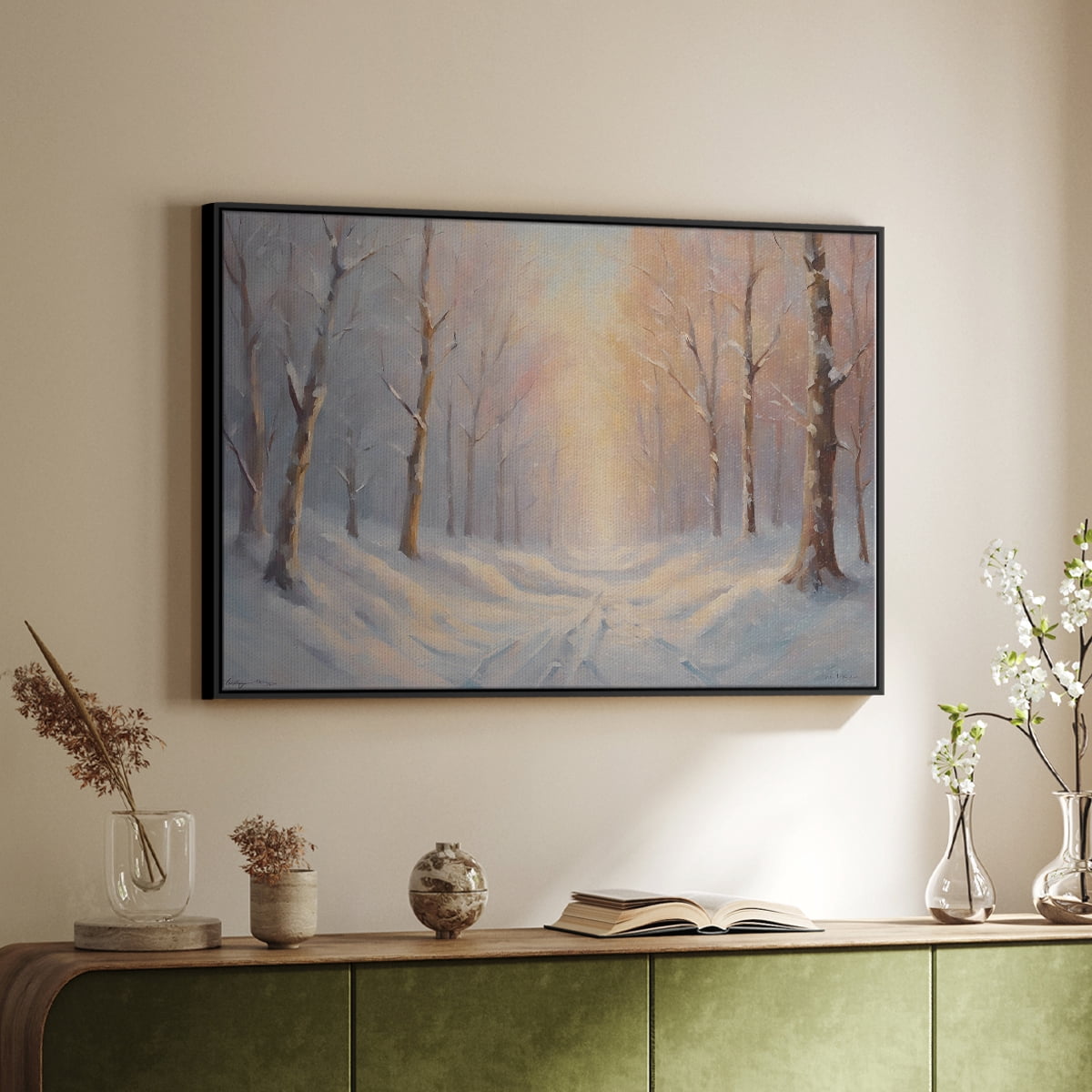 Vintage Landscape-CXCI By Wexford Home Framed in Black Wood Gallery Wrapped Canvas 25 in. x 37 in.