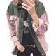 thumbnail image 1 of Camisa Colorblock Otoño Invierno Casual Color Empalme Pana Un Solo Pecho Abrigo De Manga Larga Para Diario Verde Rosa S, 1 of 6