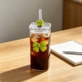 thumbnail image 1 of Vaso de agua de vidrio con tapa y pajita con decoración de mariposa | Vaso reutilizable con tapa a prueba de polvo y pajita de vidrio, 1 of 8