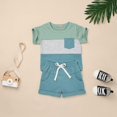 thumbnail image 2 of Ropa de verano para bebé niño pequeño, conjunto de playera de manga corta y pantalón de bolsillo, 2 piezas, 12 meses-4T, 2 of 5