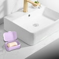 thumbnail image 2 of Caja de jabón para baño, con tapa, drenaje conectado, jabonera, impresión europea, jabonera de color púrpura, 2 of 6