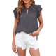 thumbnail image 1 of SAYOO , camisetas de manga con volantes para mujer, camisetas informales de vendaje sueltas de verano de Color sólido, blusa, ropa de calle SAYOO  Moda, 1 of 3