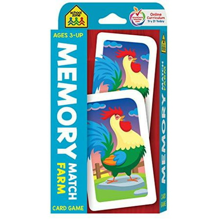 SCHOOL ZONE - Memory Match Farm Card Game, Preschool, Kindergarten, Elementary, Ages 3 and Up, Early Reading, Early Writing (Game (Best Farm Games On Facebook)