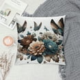 thumbnail image 2 of GOSMITH  Butterfly with Orchids in a Bouquet，Pillow Cute Design Home Sofa Decorative Cushion Cover Square,Blue and Black, 2 of 5