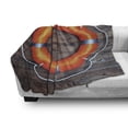 thumbnail image 2 of Coastal Soft Flannel Fleece Throw Blanket, The Wooden Wall Safety Emergency Rescue Equipment, Cozy Plush for Indoor and Outdoor Use, 60" x 80", Orange Grey Brown, by Ambesonne, 2 of 5