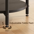 thumbnail image 5 of LIKIMIO Small Round Side Table with Charging Station, 2-Tier End Table with Lower Shelf, 15.8" W Modern Wooden Nightstand for Small Spaces, Living Room, Bedroom, Black, 5 of 8