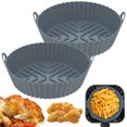 thumbnail image 1 of 2 ollas de silicona para freidora de aire con asa, forro reutilizable para freidora de aire resistente al calor, cesta de silicona para freidora de aire, bandeja redonda para hornear de 7,9 pulgadas,, 1 of 11