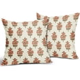 thumbnail image 2 of Brown Orange Floral Pillow Covers 16x16 Set of 2 Fall Colored Flower Leaves Print Decorative Throw Pillow Cases Outdoor Farmhouse Decoration for Sofa Couch Bed, 2 of 6