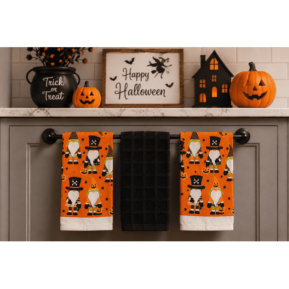 Serafina Home Halloween Kitchen Kitchen Towel Set: Cute Halloween Gnomes