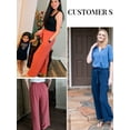 thumbnail image 3 of Women Casual Wide Leg Pants High Waisted Business Work Casual Pants Loose Flowy Beach Palazzo Pants, 3 of 8