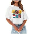 thumbnail image 1 of TSADFHJI Hauts d'Été pour Femmes, Crop Tops Tendance, Mode Décontractée, Col Rond Imprimé, Manches Courtes, T-Shirt TG Blanc, 1 of 4