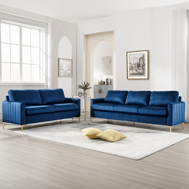 Dinosisco Accent Armchair for Living Room, Modern Upholstered Club Chair in Navy Blue Velvet