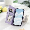 thumbnail image 5 of Crossbody Wrist Strap Flip Phone Case for Samsung Galaxy S24 Plus, Girls PU Leather Shockproof Protection Card Slots Magnetic Closure Kickstand Wallet Case for S24 Plus, Purple, 5 of 8