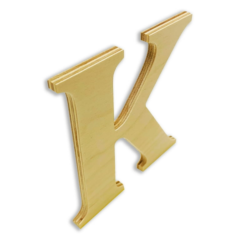 Wooden Letter K - 4 Inches Tall - Made from Baltic Birch Plywood, Size: 4 Tall x 3-7/8 Wide x 1/4 Thick, Beige