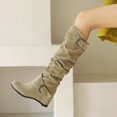 thumbnail image 5 of jsaierl Women's Winter Warm Belt Buckle Knee High Boots Sole Wedge Footwear Knight Boots, 5 of 5