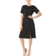 thumbnail image 2 of INSPIRE CHIC Vestido Midi Vintage de Polka Dots con Manga Corta y Cintura Elástica para Mujeres en el Trabajo con Abertura M Negro, 2 of 6