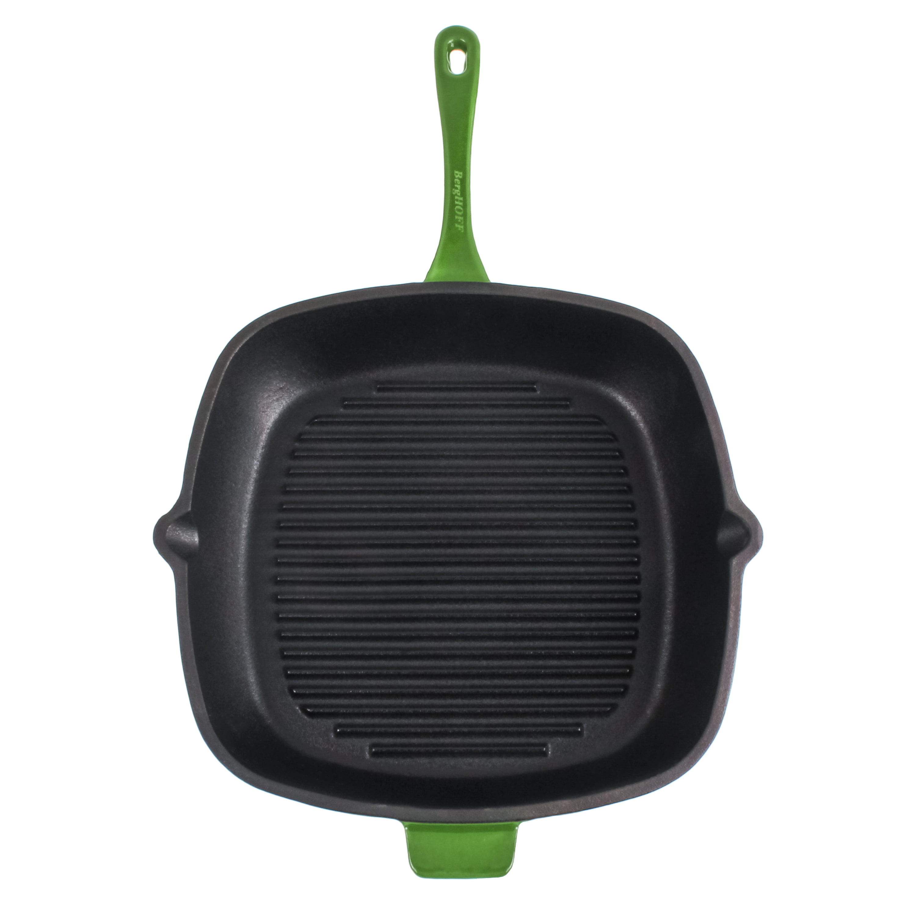BergHOFF Neo 2pc Cast Iron 11" Grill Pan with Steak Press, Green
