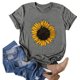 thumbnail image 4 of Gibobby Playera de Manga Corta con Cuello Redondo Blusa manga corta con cuello redondo y estampado girasol talla grande para mujer(Gris,M), 4 of 5