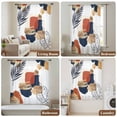 thumbnail image 5 of Boho Semi Sheer Curtains Drapes for Living Room,Bedroom,French Doors Window 45 Inches Long,Middle Century Leaves Minimalist Abstract Bohemia Rod Pocket Chiffon Curtain Drapery Voile Draperies Panel, 5 of 8