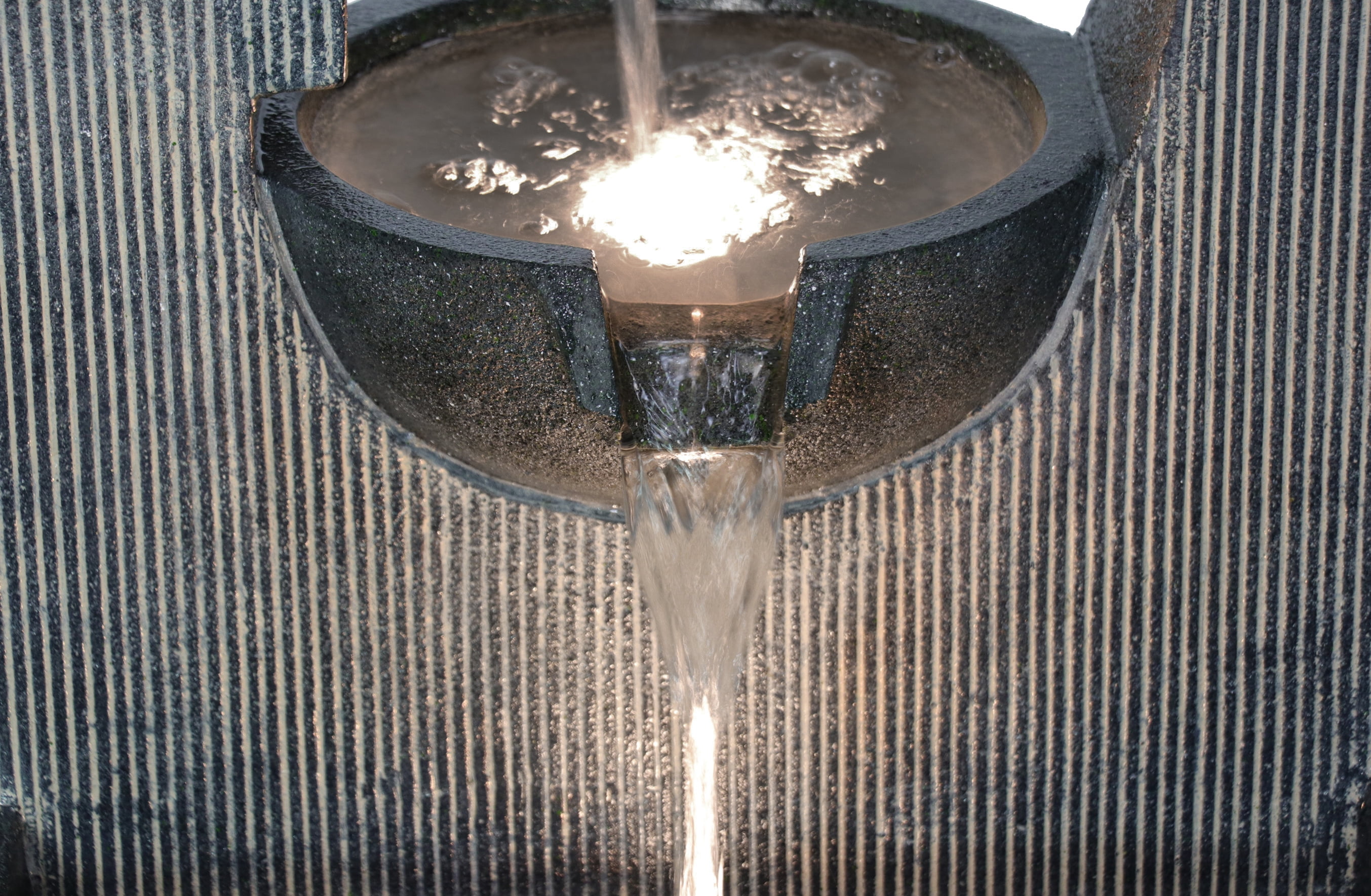 Hi-Line Gift LED Lights Semi-Circle Tiered Fountain Resin with Warm White LEDS, Gray