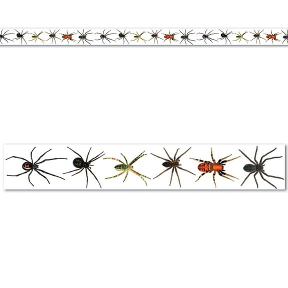 Club Pack of 12 Black and Orange Scary Spiders Halloween Tape Streamers 20'