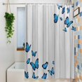 thumbnail image 3 of Blue Butterfly Shower Curtain, 36" x 72", Retro Farmhouse Vintage Wood Grain Waterproof Bathroom Curtain Washable Shower Curtain Set with 12 Hooks, 3 of 8
