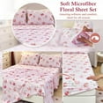 thumbnail image 3 of Floral Queen Sheet Set, 4-Piece Boho Printed Bed Sheets, 16" Deep Pocket, Ultra Soft & Cooling Sheet, Oeko-TEX Certified, Blush Pink Floral, 3 of 7