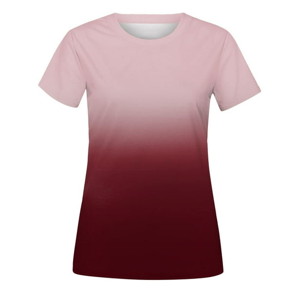 Mujeres Casual Moda Pullover Manga corta Blusas con cuello redondo Camiseta estampada Pompotops hfajkhk138309