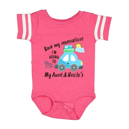 

Inktastic Book My Reservation! I m Going to My Aunt and Uncle s Gift Baby Boy or Baby Girl Bodysuit